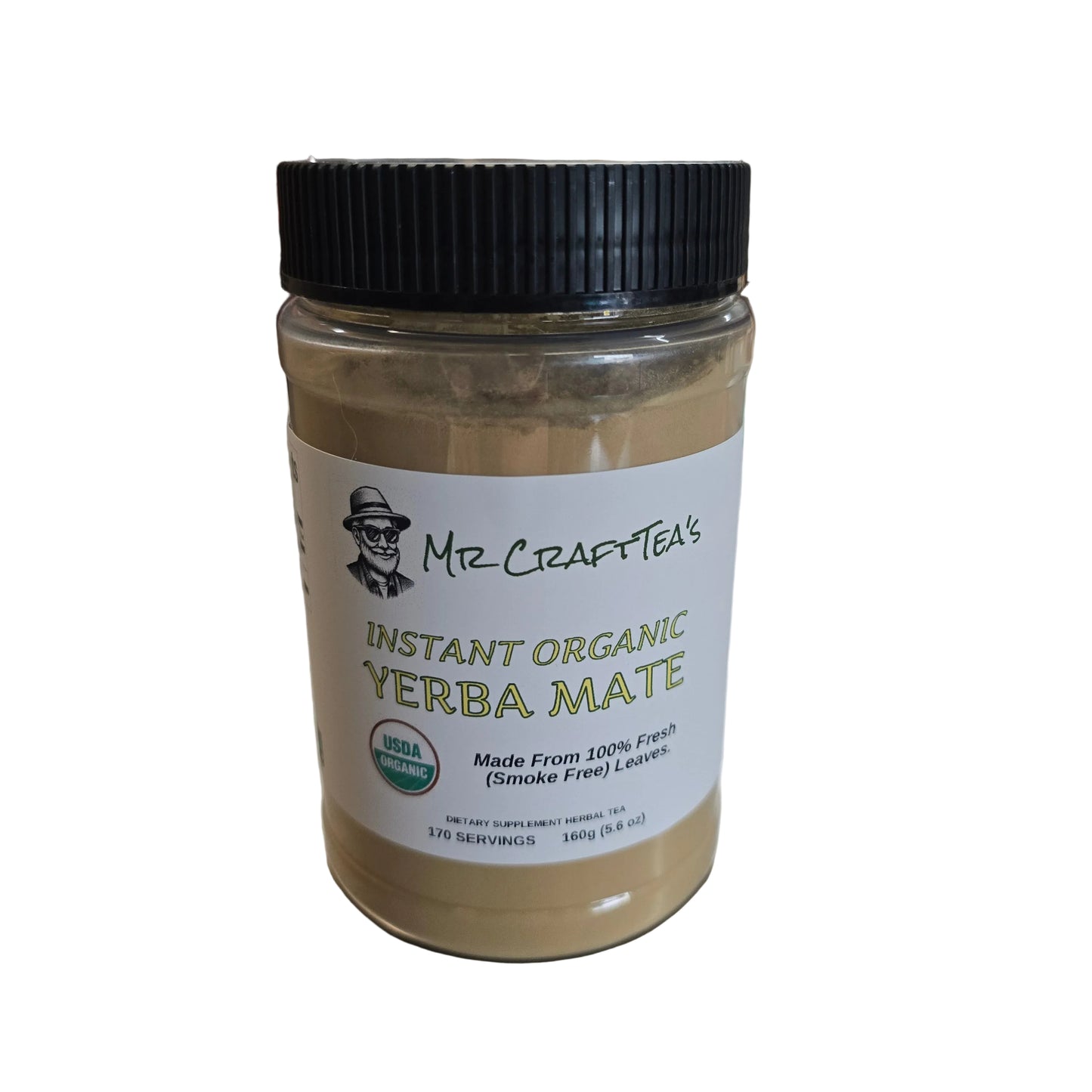 Instant Organic Green Yerba Mate (Smoke Free) 160 g (5.6 oz)