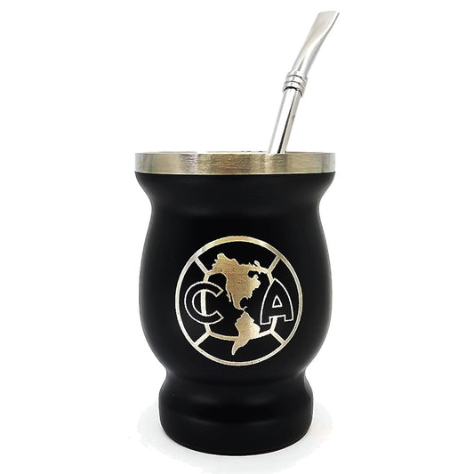 Mate Club América de acero inoxidable de 8 oz (240 ml) con bombilla