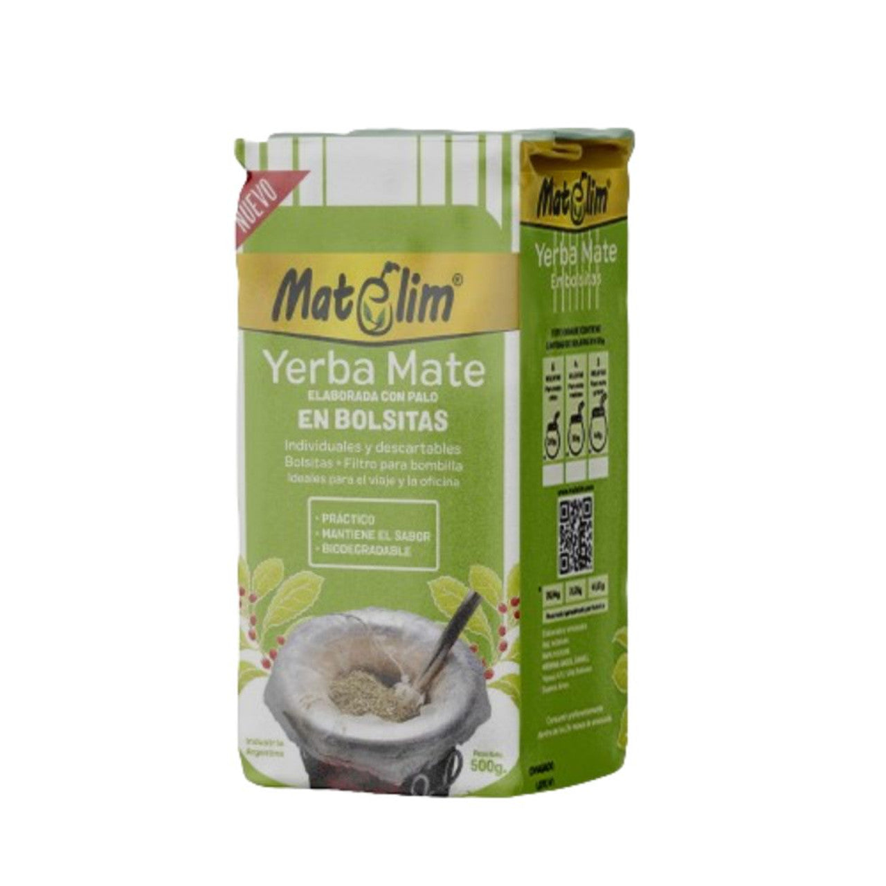 Matelim Travel-Friendly Yerba Mate Bags - Individually Wrapped (40g each) 500g (1.1 lbs)