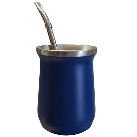 Botella de acero inoxidable de doble pared estilo Stanley, color negro mate, 8 oz (220 ml)