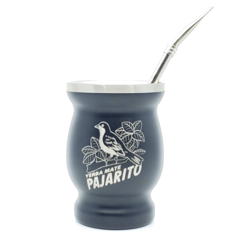 Pajarito Mate de acero inoxidable negro de 8 oz (240 ml)