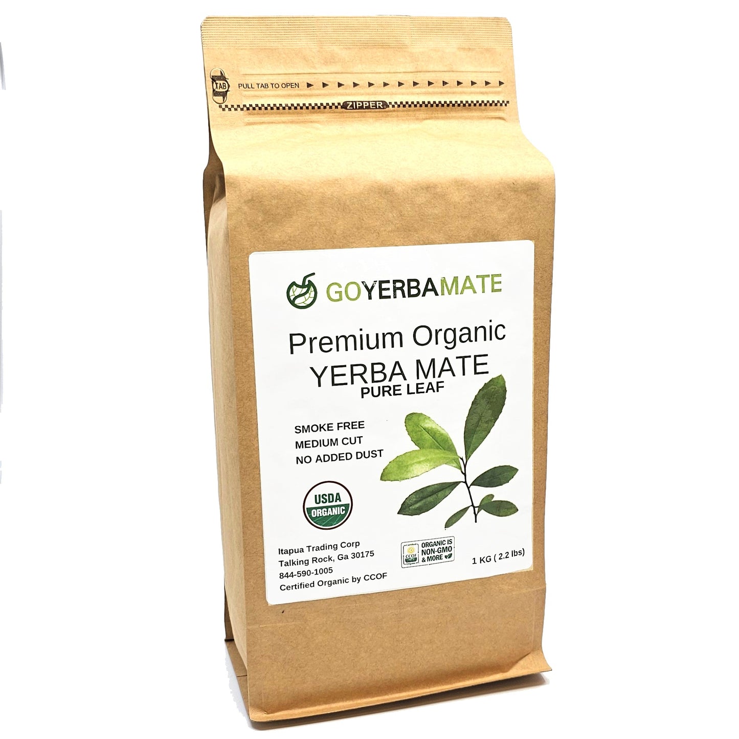 GYM Premium Organic Yerba Mate Pure Leaf 1 Kg (2.2 Lbs)