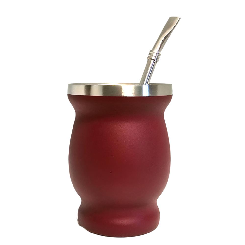 Aço inoxidável vermelho com parede dupla mate 8 oz (220 ml)