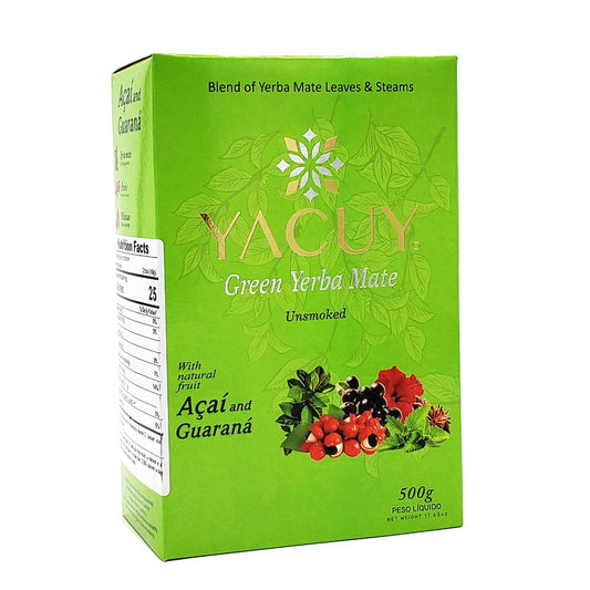 Yacuy Yerba Mate, Guarana & Acai Blend 500 g (1.1 lbs) Best By 11/24